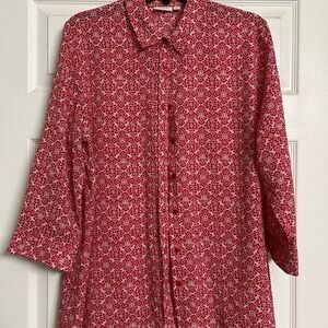 Kim Rogers Red Casual Button Down Shirt